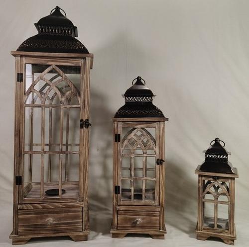 Lampáš hnedý malý drevo / kov