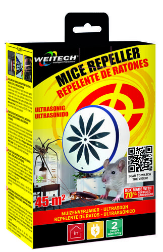 Ultrazvukový odpudzovač proti škodcom 45 m2/(napájaný so siete)