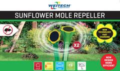 Odpudzovač krtkov v tvare slnečnice, solar 2x